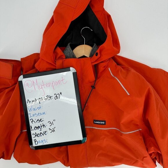 Lands End Mens Squall Orange Fleece 3 in 1 Hooded Outdoor Waterproof XL Jacket - Picture 13 of 15